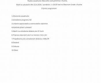 Aktuality / Pozvánka na riadne Obecné zastupiteľstvo 22.4.2024 - foto