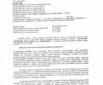 Aktuality / Ponuka na predaj majetku - foto