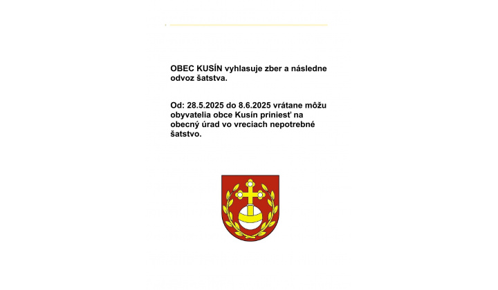 OBEC KUSÍN vyhlasuje zber a následne odvoz šatstva